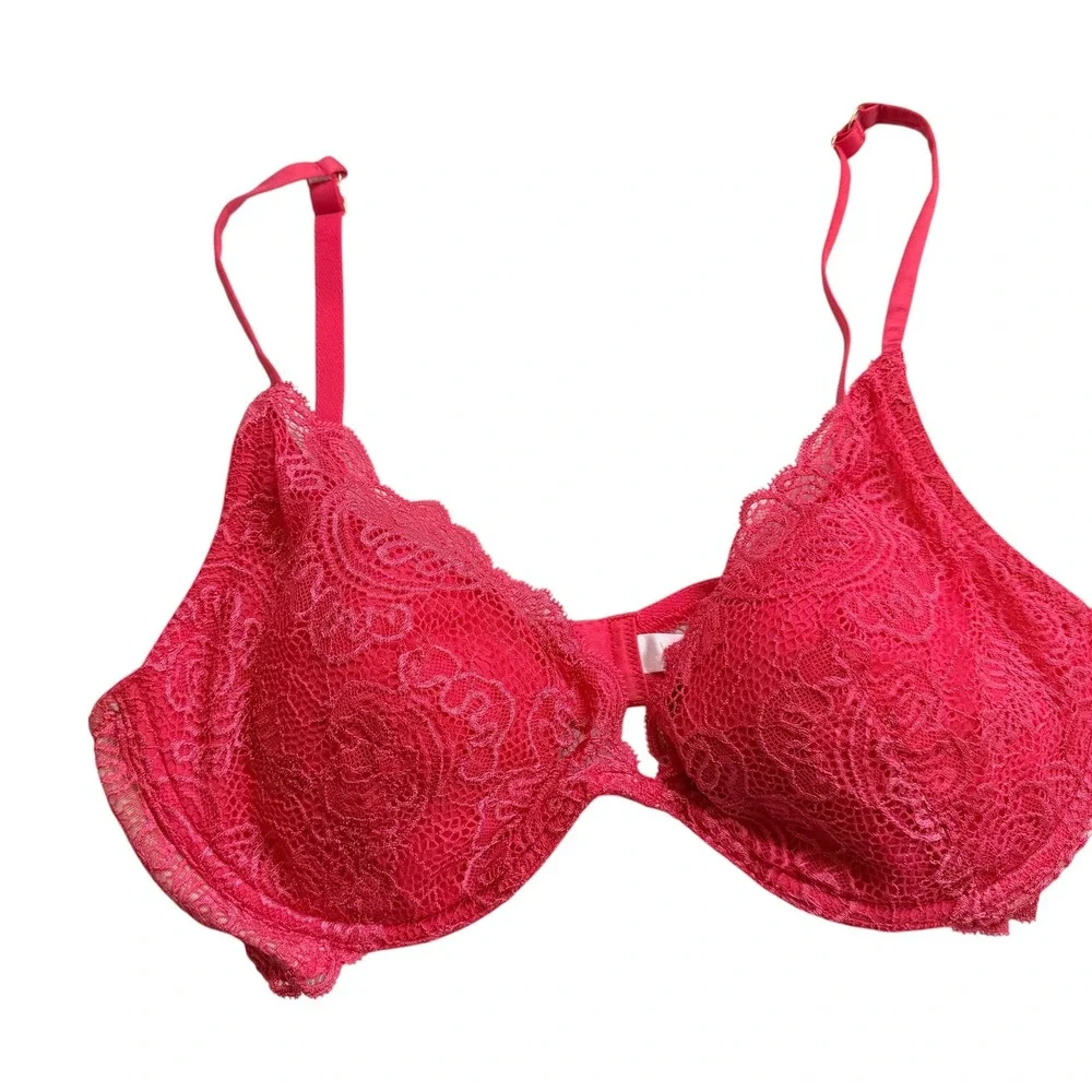 Victoria's Secret Very Sexy Pink Floral Lace Push-Up Bra 38D Underwire Lingerie
